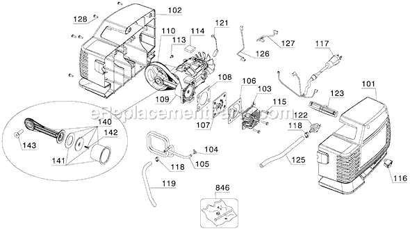 Page B Diagram and Parts List for 919-72412 Type 3 Black and Decker Compressor